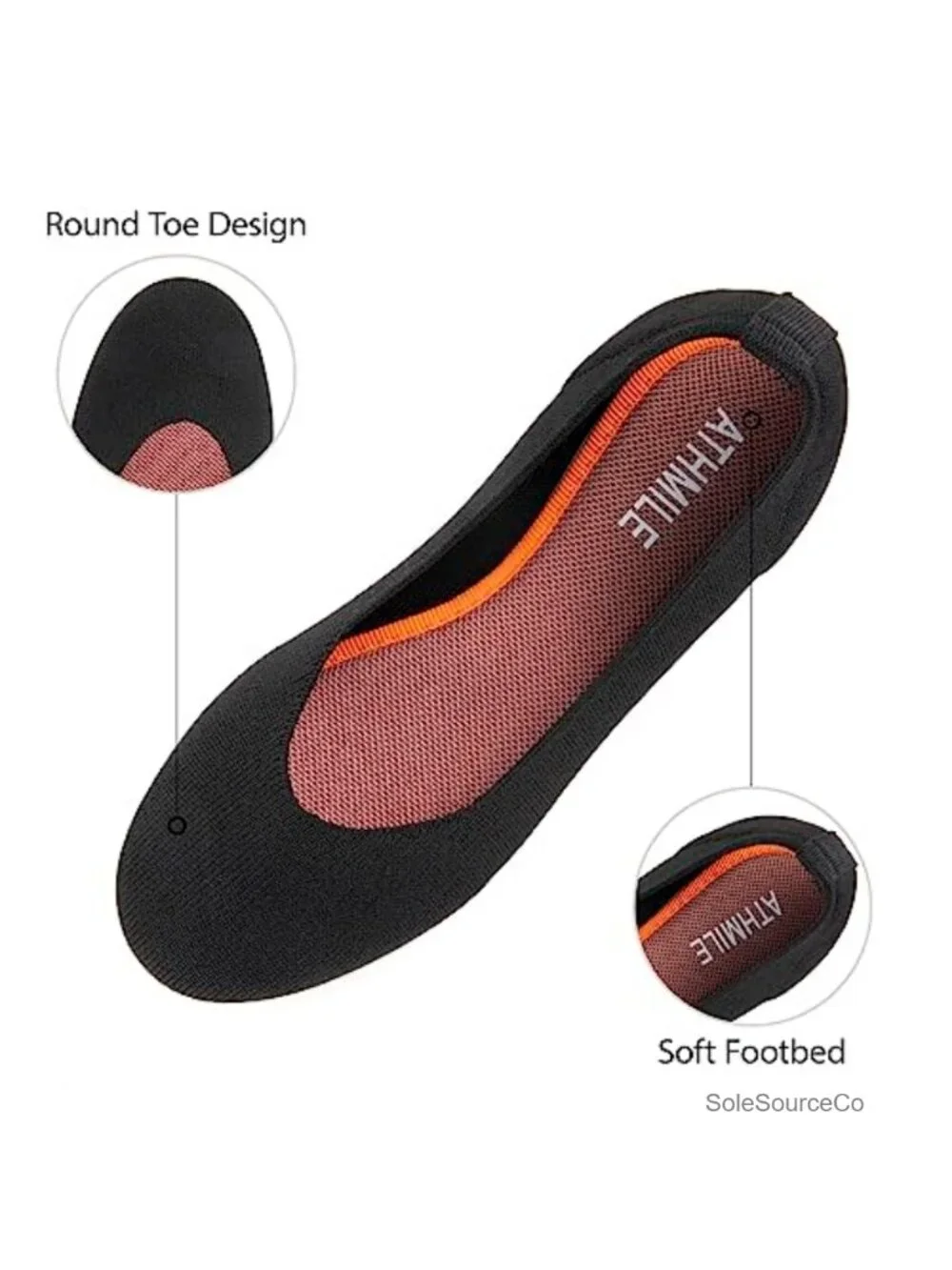 Women's Knit Ballet Flats Slip On Comfortable Work Shoes Round Toe
